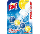Bref Power Aktiv 4 Formula Lemon WC blok pre hygienickú čistotu a sviežosť vašej toalety, farbivá voda 51 g