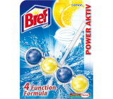 Bref Power Aktiv 4 Formula Lemon WC blok pre hygienickú čistotu a sviežosť vašej toalety, farbivá voda 51 g