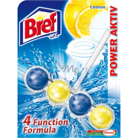 Bref Power Aktiv 4 Formula Lemon WC blok pre hygienickú čistotu a sviežosť vašej toalety, farbivá voda 51 g