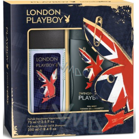 Playboy London parfumovaný deodorant sklo pre mužov 75 ml + sprchový gél 250 ml, kozmetická sada