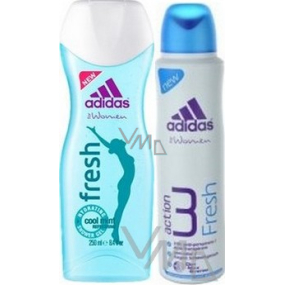Adidas Fresh Sprchový gél 250 ml + Action 3 Fresh antiperspitant dezodorant sprej 150 ml, kozmetická sada