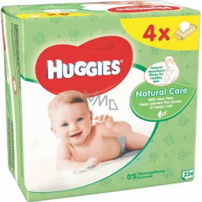Huggies Natural Care vlhčené čistiace obrúsky 4 x 56 kusov