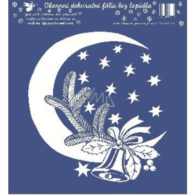 Okenné fólie bez lepidla biela mesiac a zvonček 23 x 20 cm