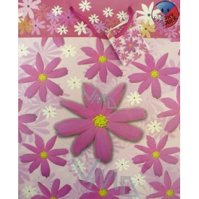 Nekupto Darčeková papierová taška 32,5 x 26 x 13 cm Ružové kvety 1 kus 446 30