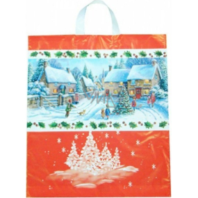 Plastová taška 45 x 50 cm s rukoväťou Vianočná dedina 1 kus