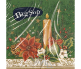 Big Soft Papierové obrúsky 2 vrstvové 33 x 33 cm 20 kusov Vianočná Sviečka a hviezda zelené