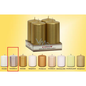 Lima Sviečka hladká metal strieborná valec 50 x 100 mm 4 kusy