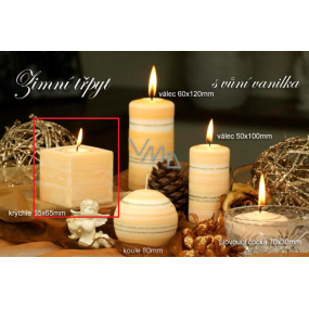 Lima Zimná trblietanie Vanilka vonná sviečka kocky 65 x 65 mm 1 kus