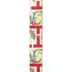 Nekupto Darčekový baliaci papier 70 x 200 cm Vianočná Biely červená dekorácie mašle, sviečky