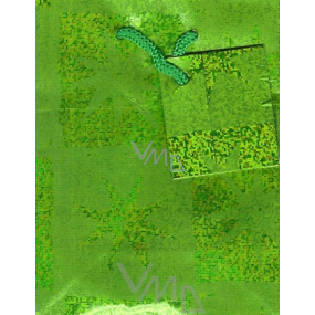 Nekupto Darčeková papierová taška 14 x 11 x 6,5 cm Zelená hviezdy 1 kus 22 52 BS