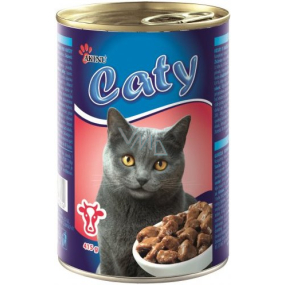 Akinu Caty kúsky v omáčke s hovädzím pre mačky plechovka 415 g