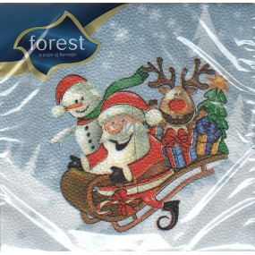 Forest Papierové obrúsky 1 vrstvové 33 x 33 cm 20 kusov Vianočné Santa na saniach
