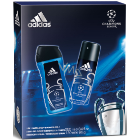 Adidas Champions League deodorant sprej 150 ml + sprchový gél 250 ml, pre mužov darčeková sada