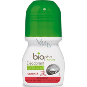 BioPha Granátové jablko guľôčkový deodorant bez alkoholu, soli, hliníka pre citlivú pokožku v biokvalite roll-on pre ženy 50 ml