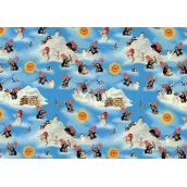 Nekupto Darčekový baliaci papier 70 x 200 cm vianočný Krtekček svetlo modrá 1 role