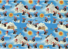 Nekupto Darčekový baliaci papier 70 x 200 cm vianočný Krtekček svetlo modrá 1 role