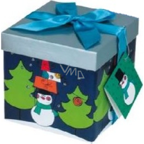 Anjel Darčeková krabička skladacia s mašľou vianočné tmavo modrá s modrou mašľou 1371 S 13 x 13 x 13 cm 1 kus