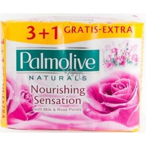 Palmolive Naturals Milk & Rose Petals tuhé toaletné mydlo 4 x 90 g