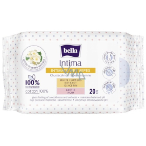 Bella Intima Extrakt z bielych kvetov bavlnenej vlhčené obrúsky na intímnu hygienu 20 kusov
