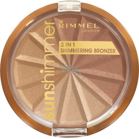 Rimmel London Sun Shimmer Shimmering Bronzer 3v1 bronzujúci púder 001 Gold Princess 9,9 g