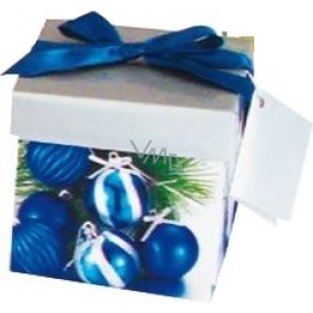 Anjel Darčeková krabička skladacia s mašľou vianočné strieborná s modrou mašľou 1370 XS 10 x 10 x 10 cm 1 kus