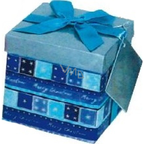 Anjel Darčeková krabička skladacia s mašľou vianočné modrá s modrou mašľou 1371 S 13 x 13 x 13 cm 1 kus
