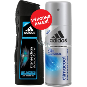 Adidas Climacool 48h antiperspirant deodorant sprej pre mužov 150 ml + Adidas Intense Clean šampón pre normálne vlasy 200 ml, kozmetická sada