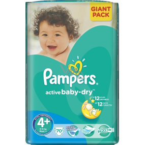 Pampers Active Baby Dry 4+ Maxi Plus 9-16 kg plienkové nohavičky 70 kusov
