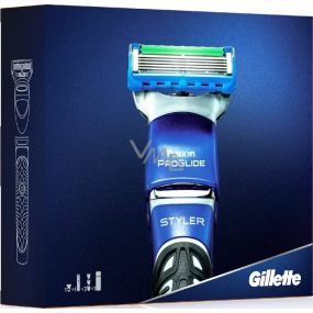 Gillette Fusion ProGlide Power Styler 3v1 holiaci strojček + zastrihovací hrebienky 3 kusy + Fusion hydratačný gél na holenie 200 ml, kozmetická sada pre mužov