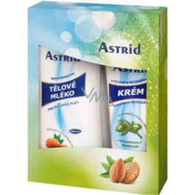Astrid Regeneračné telové mlieko pre suchú pleť 250 ml + výživný a regeneračný krém s jojobovým olejom 100 ml, kozmetická sada