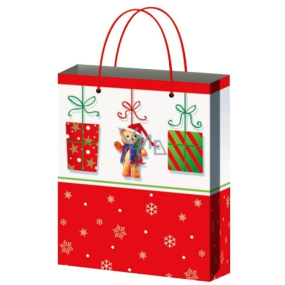 Anjel Darčeková papierová taška 32 x 26 x 12,7 cm červenobiela, darčeky, medvedík L