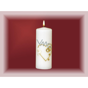Lima Svadobné sviece Svadobné srdiečko s prstienky sviečka biela valec 60 x 120 mm 1 kus