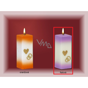 Lima Svadobné sviece Srdiečko a prstienky sviečka fialová hranol 60 x 120 mm 1 kus