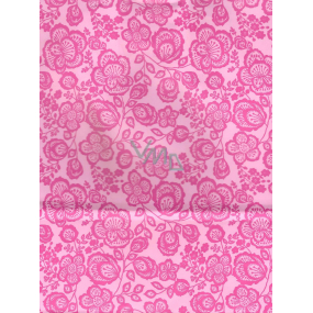 Nekupto Darčeková Kraftová taška 24 x 18 x 8 cm Ružová s kvetmi