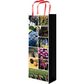 Anjel Darčeková papierová taška na fľašu 36 x 12 x 9 cm s obrázkami vinárstve