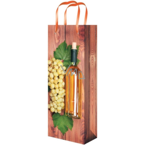 Anjel Darčeková papierová taška na fľašu 36 x 12 x 9 cm hnedá s vínom