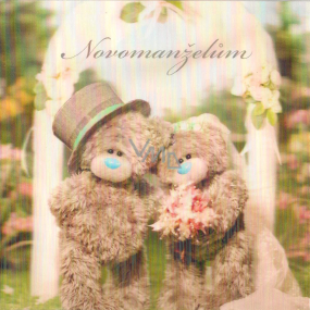 Me to You Blahoželania do obálky 3D K svadbe Svadobné medvedíky pri bráne 15,5 x 15,5 cm