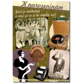Albi Hracia obálka Narodeninová karta Život je len náhoda M. Schlesingerová, Jožka Srbová 14,8 x 21 cm