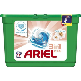 Ariel 3v1 Sensitive gélové kapsule na pranie bielizne 15 kusov 438 g