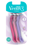 Gillette Venus 3 Colors holiaci strojček s lubrikačným pásikom 3 farby, 3 kusy pre ženy