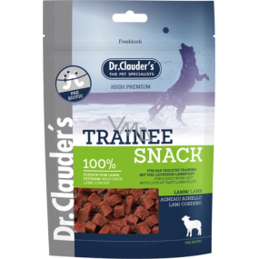 Dr. Clauders Trainee Snack Jahňacie sušené kostičky mäso doplnkové krmivo 100% mäsa pre psov 80 g