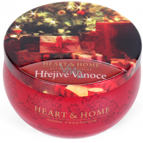 Heart & Home Hrejivé vianoce Sójová vonná sviečka v plechovke horí až 30 hodín 125 g