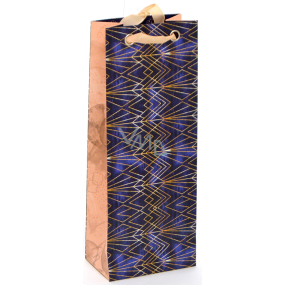 Nekupto Darčeková papierová taška na fľašu luxusné 12,5 x 32,5 x 8 cm Zlaté vzory 2037 LILH