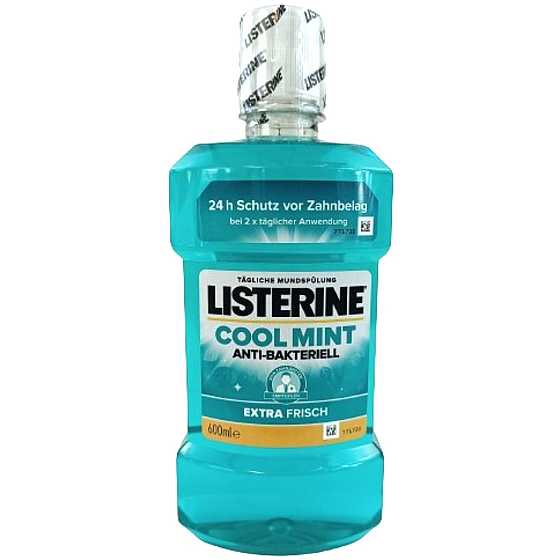 Antibakteriálna ústna voda Listerine Cool Mint pre svieži dych a redukciu zubného povlaku 600 ml