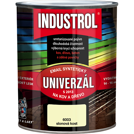 Industrol S2013 univerzál lesk vrchná farba na kov a drevo, 6003 slonová kosť, 600 ml