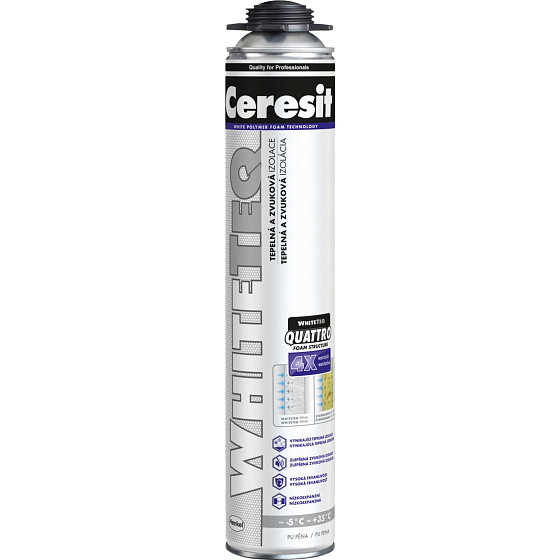 Ceresit White Teq pistolová montážna PU pena, 750 ml
