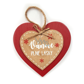 Nekupto Vianočné drevená dekorácia srdce Vianoce plné lásky 12 x 12 cm