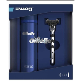 Gillette Mach3 holiaci strojček + náhradné hlavice 1 kus + gél na holenie 200 ml kozmetická sada pre mužov