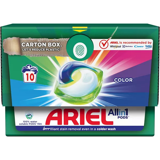 Ariel All-in-1 Pods Farebné gélové kapsuly na farebnú bielizeň 10 kusov