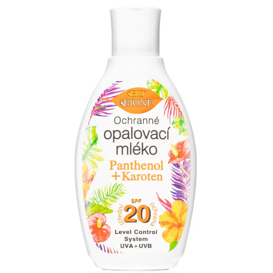 Bione Cosmetics Panthenol + Karotén SPF 20 Ochranné mlieko na opaľovanie 150 ml
